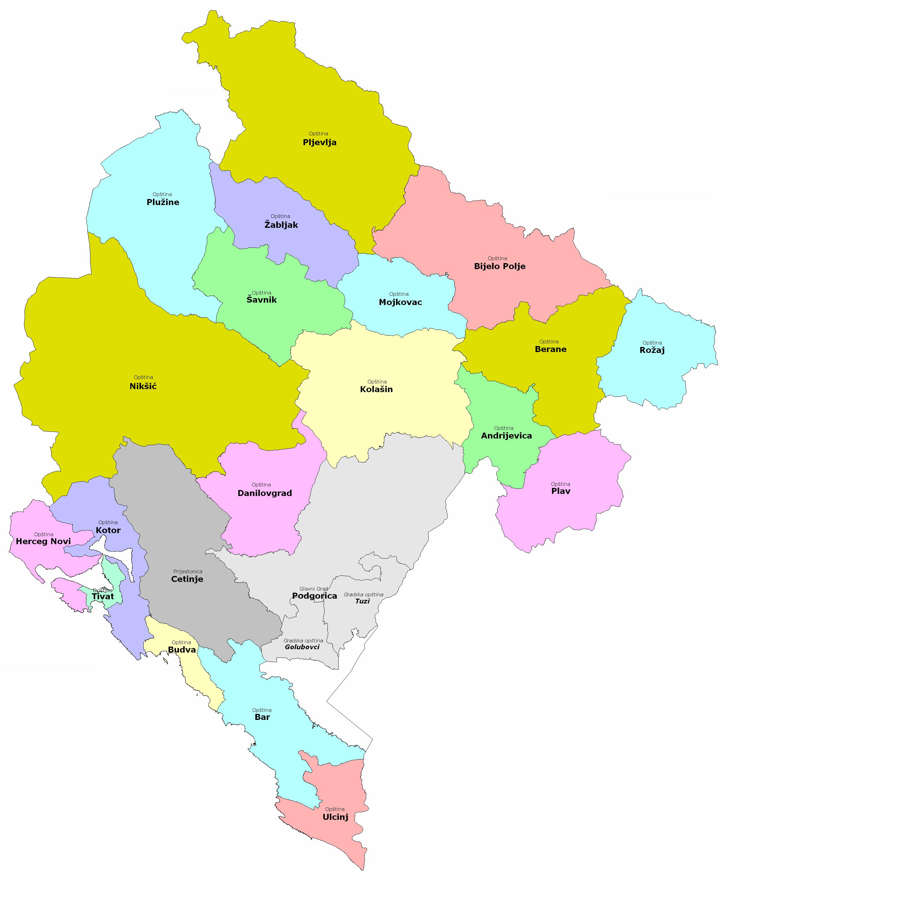 Opstine u Crnoj Gori